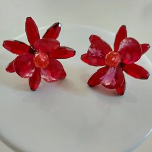 Kate Spade pink floral statement earrings